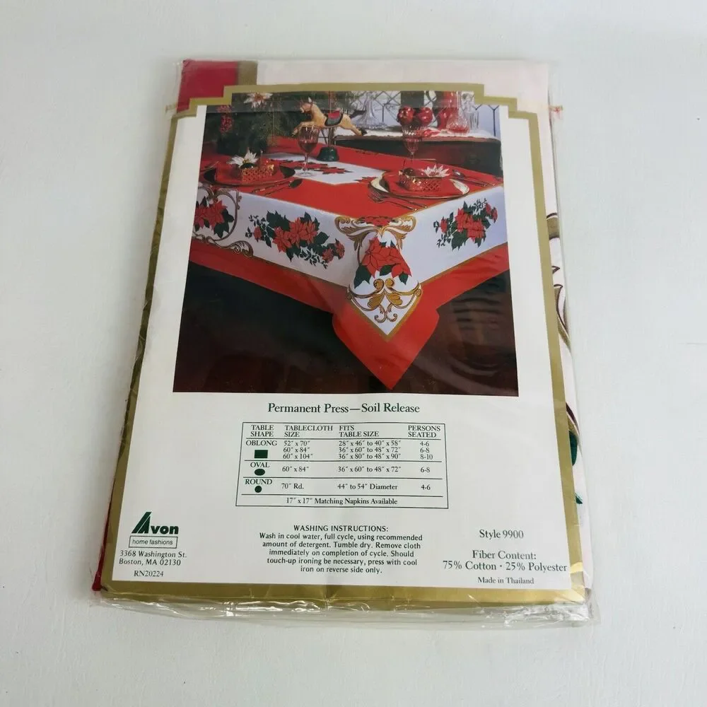 Vintage Royal Christmas Poinsettia Tablecloth 60”x104”‎  Holiday Decor New